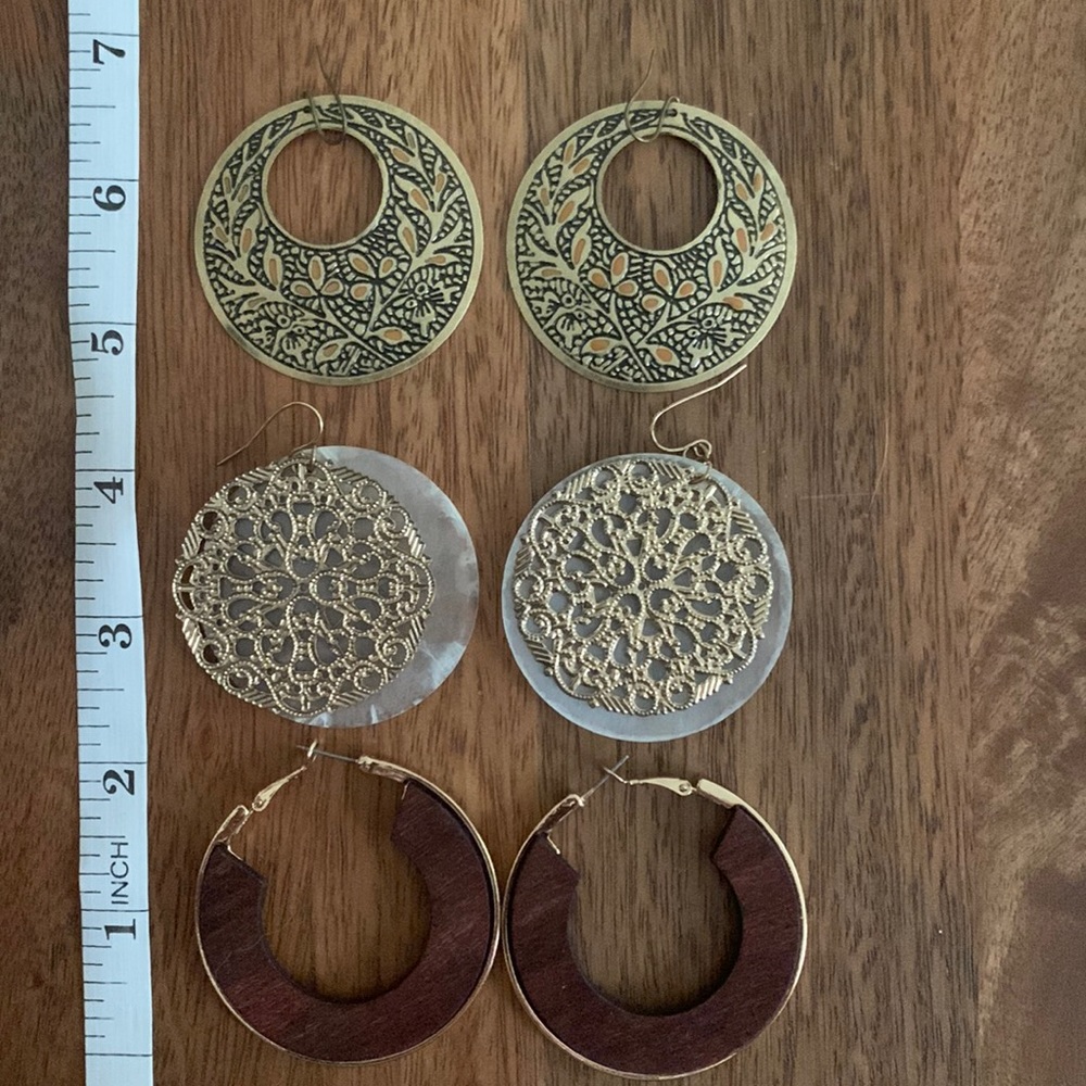 Set of 3 Large Boho Earings